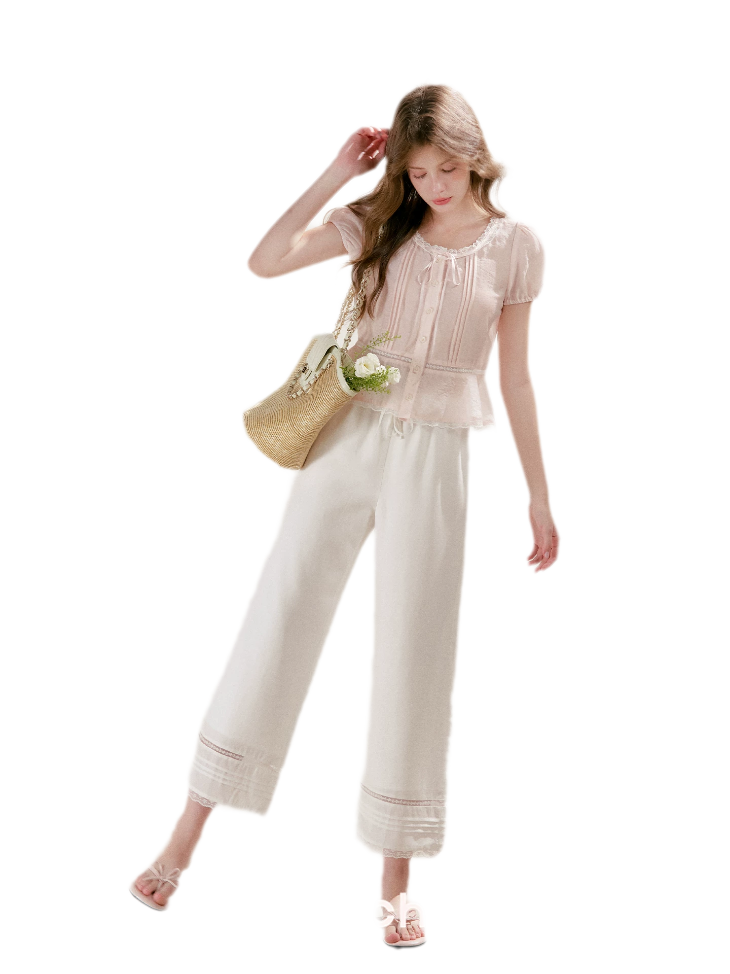 Tencel Linen Cropped Straight-Leg Pants