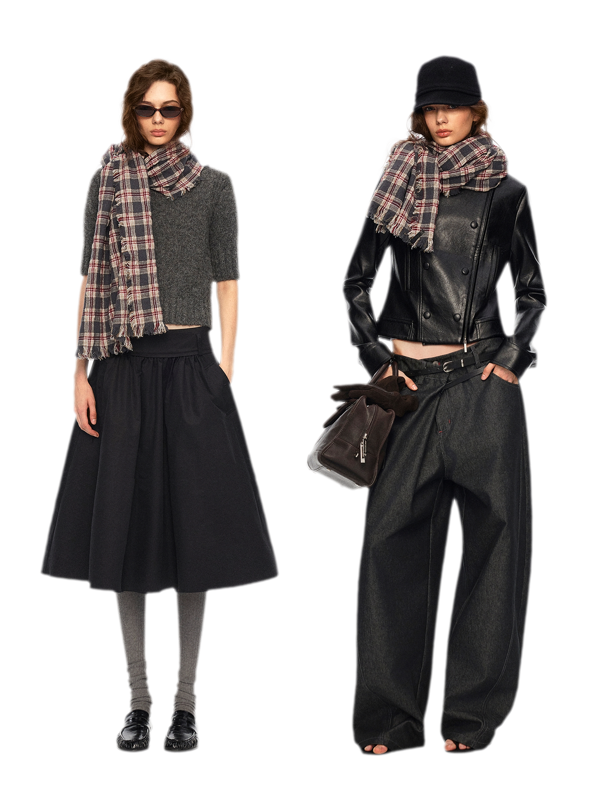 Wool Plaid Fringed Scarf