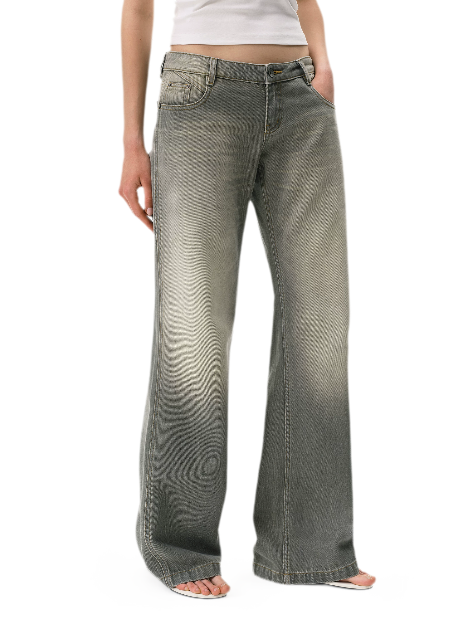 Distressed Gray Straight Jeans