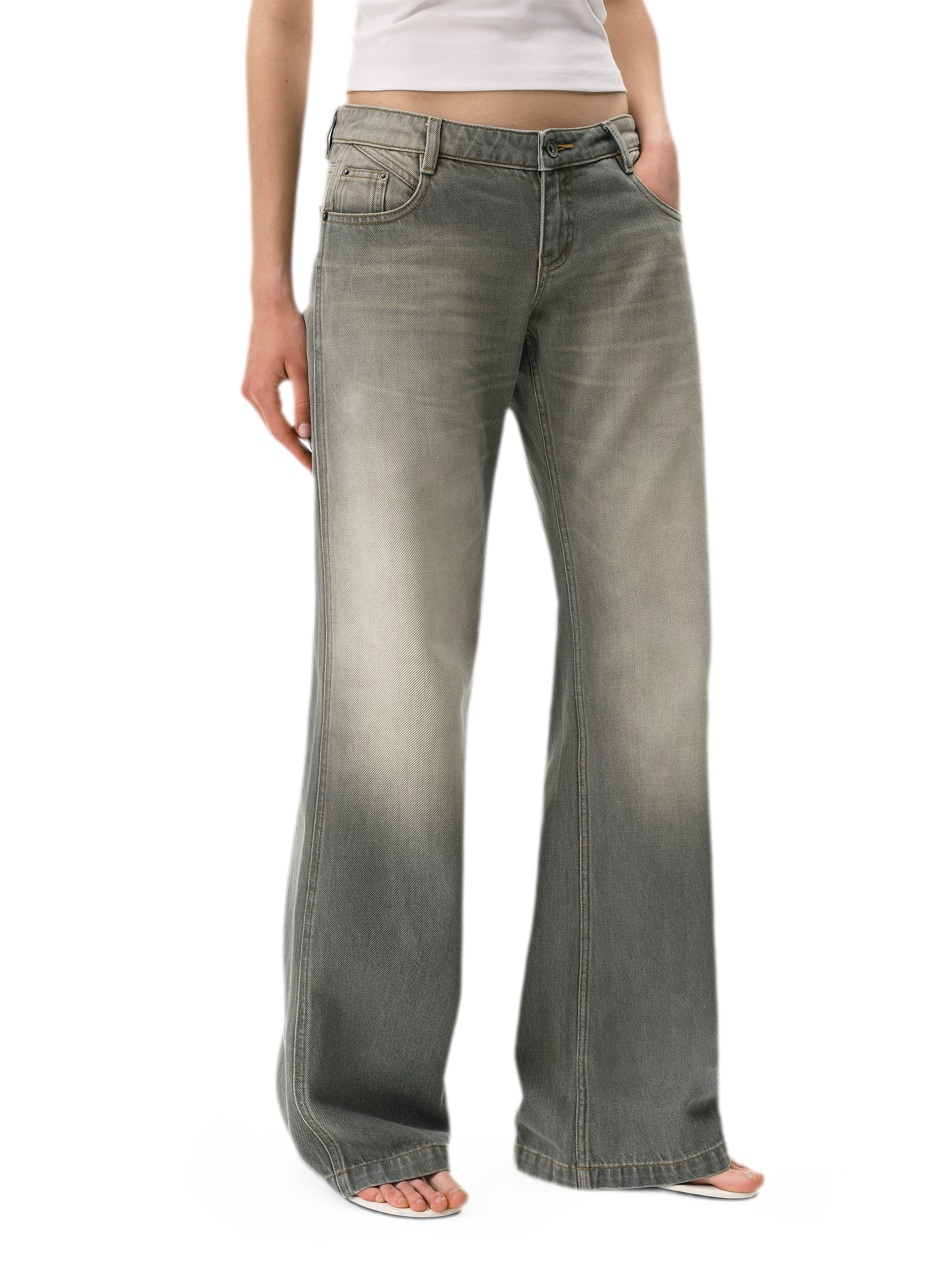 Distressed Gray Straight Jeans
