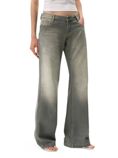 Distressed Gray Straight Jeans