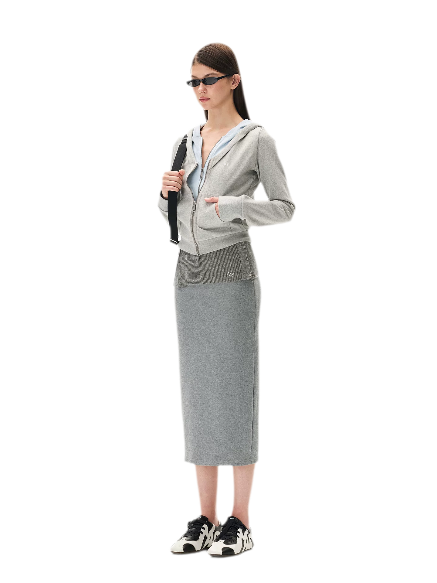 Textured Wrap Waist Mid Skirt