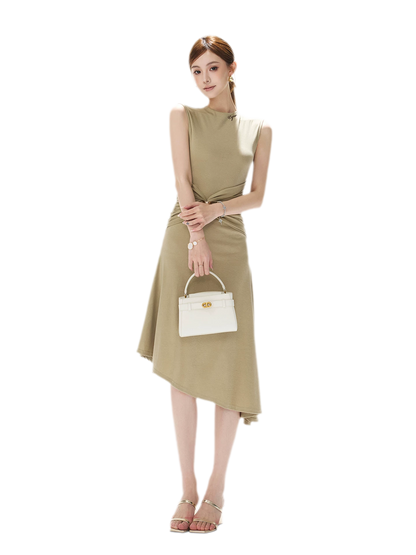 Twist Waist Asymmetric Dress