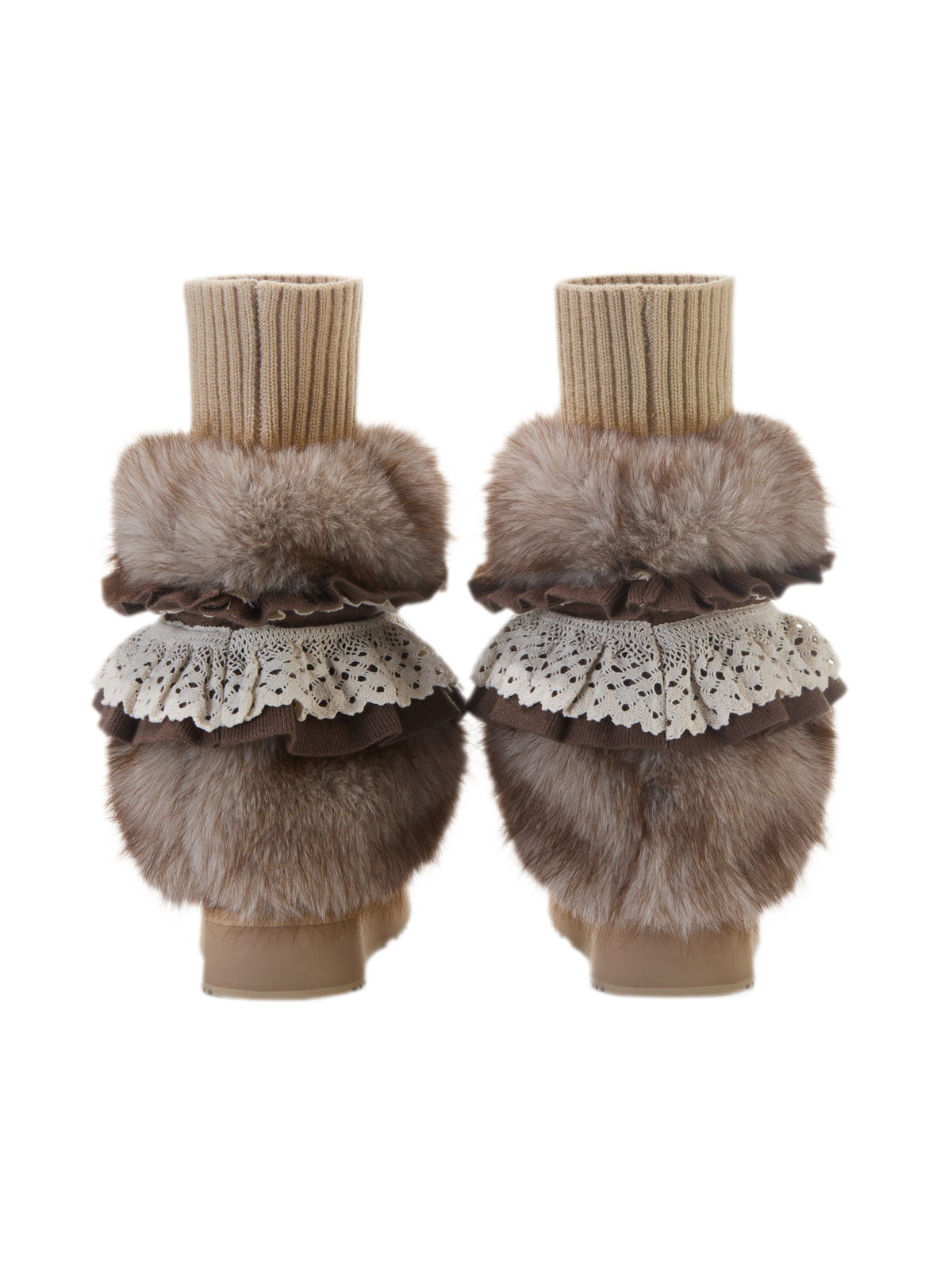 Bốt tuyết lông plush tháo rời có dây buộc
