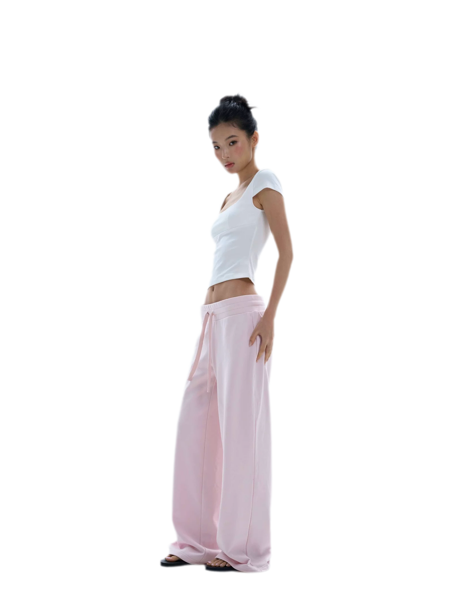 Wide-Leg Drawstring Sweatpants