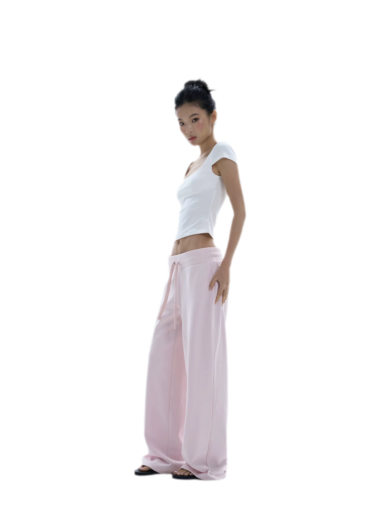 Wide-Leg Drawstring Sweatpants