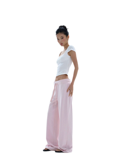 Wide-Leg Drawstring Sweatpants