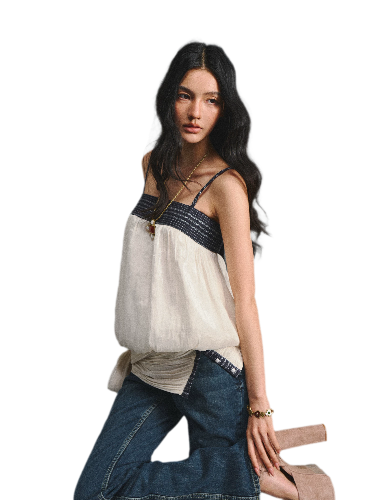 Island Silk Tweed Peplum Camisole