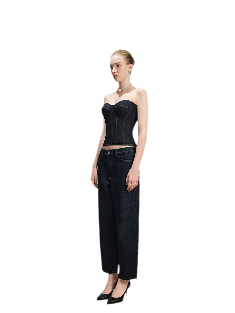 Denim Halter Corset Top
