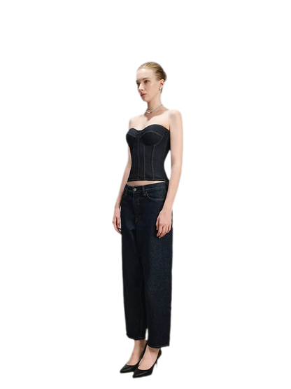 Denim Halter Corset Top