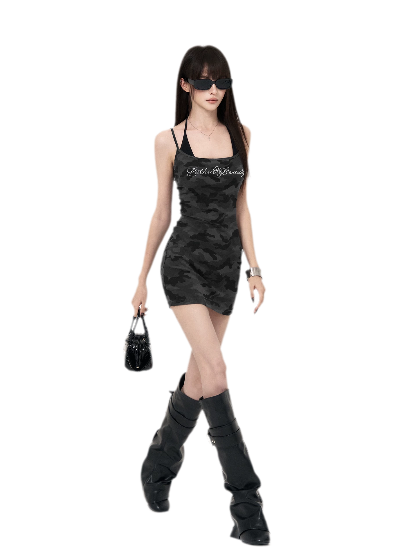 Camouflage Rhinestone Dress