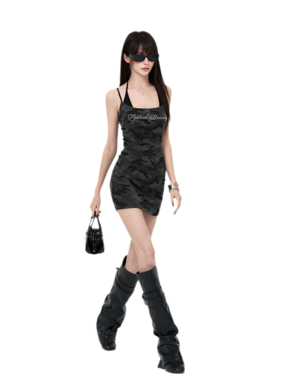 Camouflage Rhinestone Dress