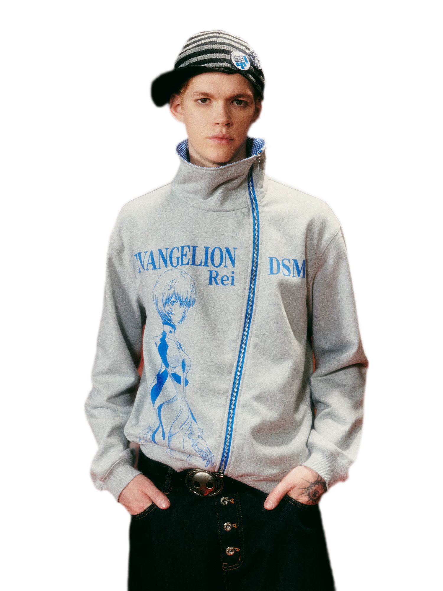 Diagonal Zip Hoodie Cardigan