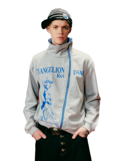 Diagonal Zip Hoodie Cardigan