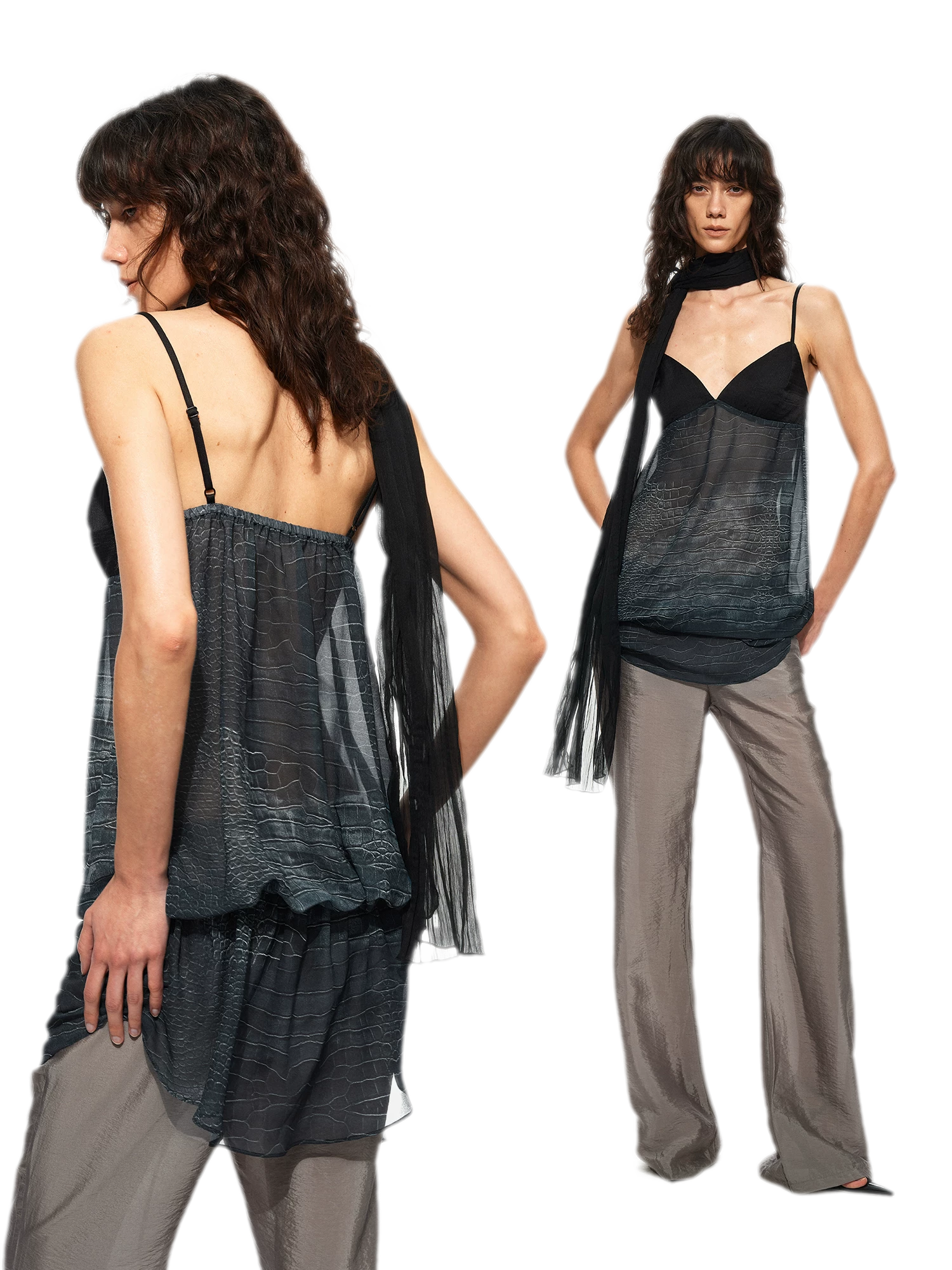 Sheer Satin Snake Camisole