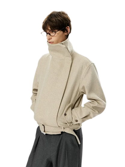 Merino Wool Cropped Belted Jacket