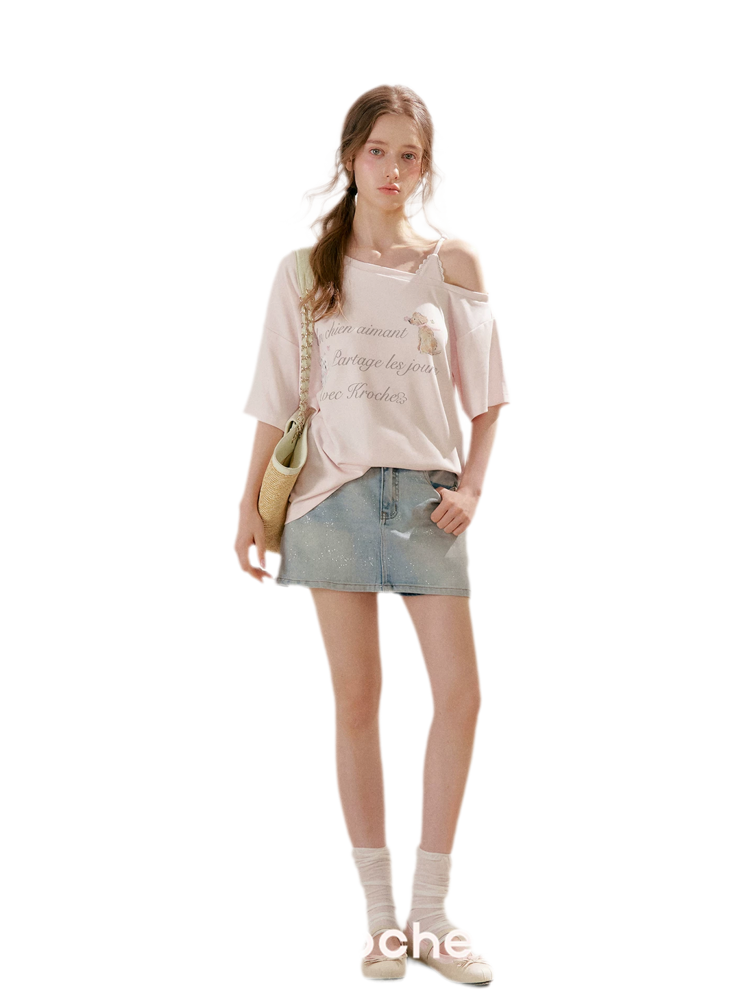 Shiny Denim A-line Skirt