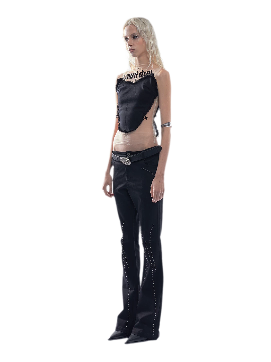 Flocked Patchwork Cropped Tank Top