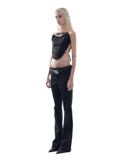 Flocked Patchwork Cropped Tank Top