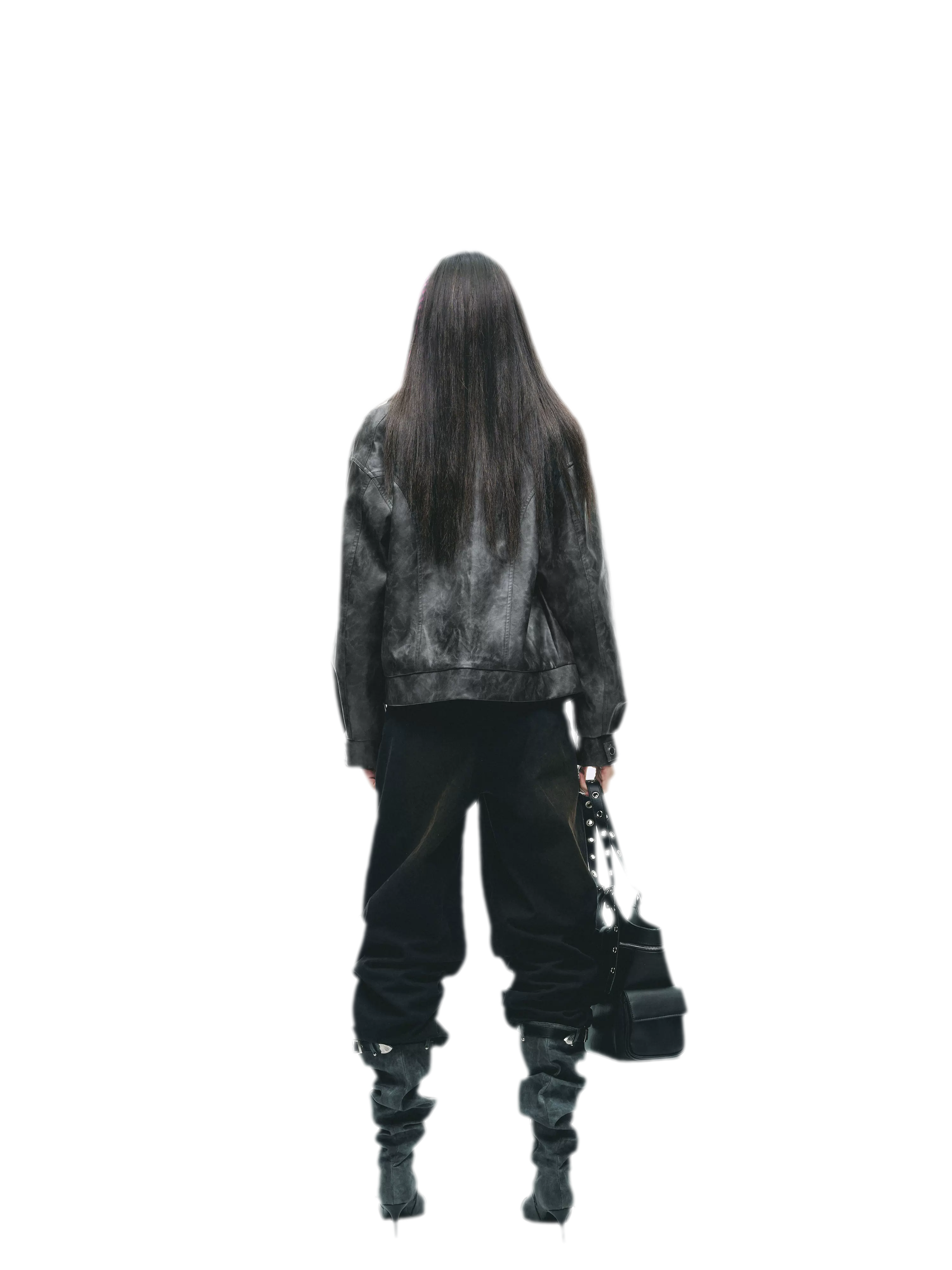 Textured Deconstructed PU Jacket