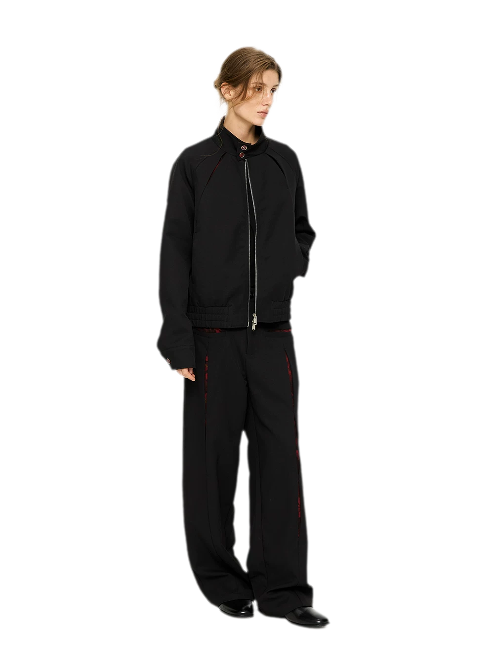 Textured Contrast Harrington Jacket