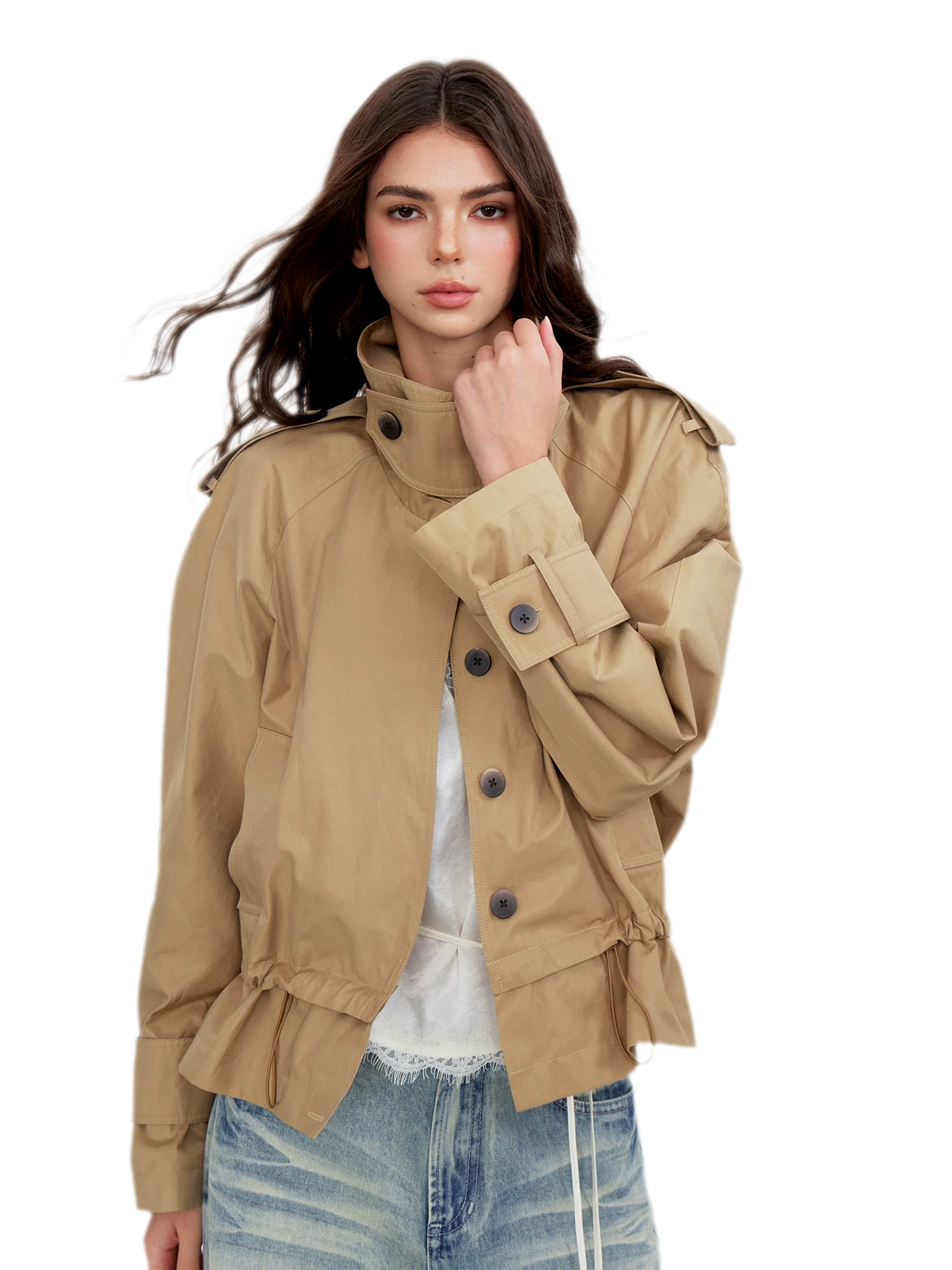 Cropped Workwear Trench Jacket