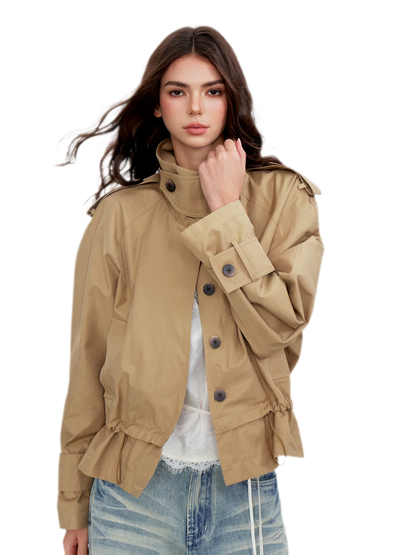 Cropped Workwear Trench Jacket