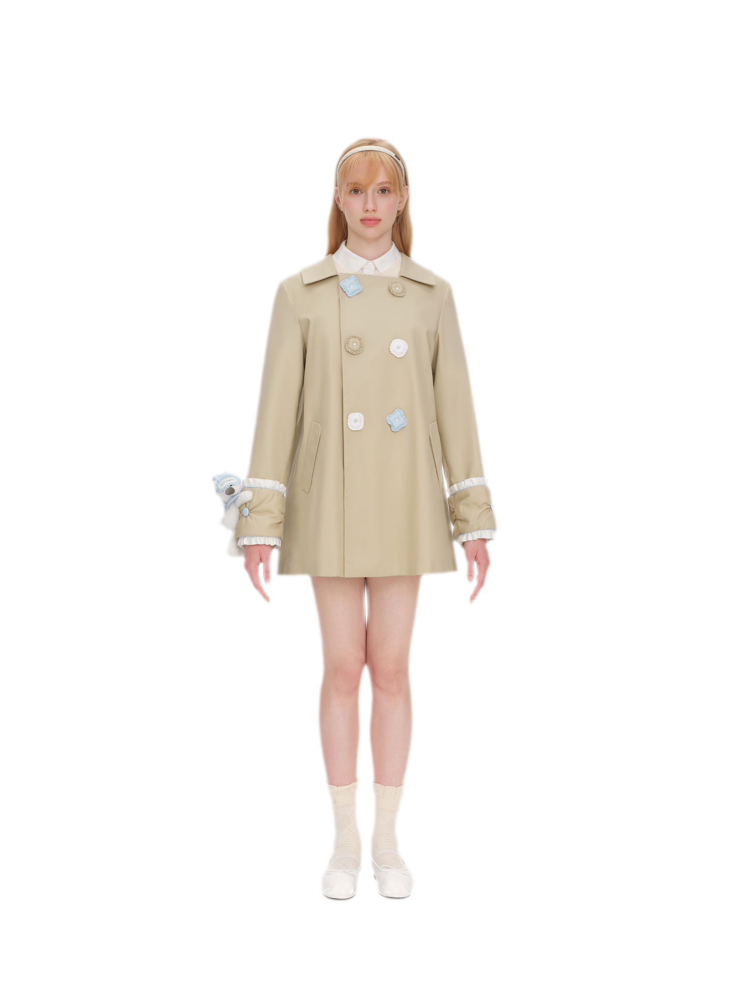 Textured Cotton Double-Breasted Trench Dress