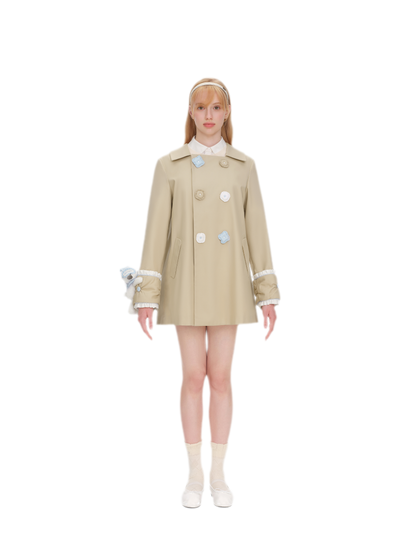 Textured Cotton Double-Breasted Trench Dress