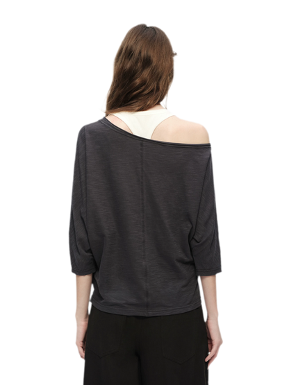 Lyocell Slub One-Shoulder Tee
