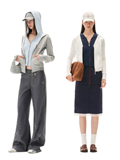 Paneled Faux-Two-Piece Hooded Sweatshirt