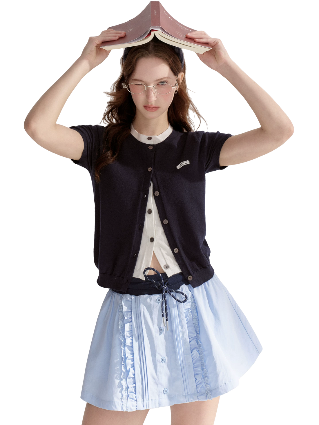 Pleated Drawstring A-line Short Skirt