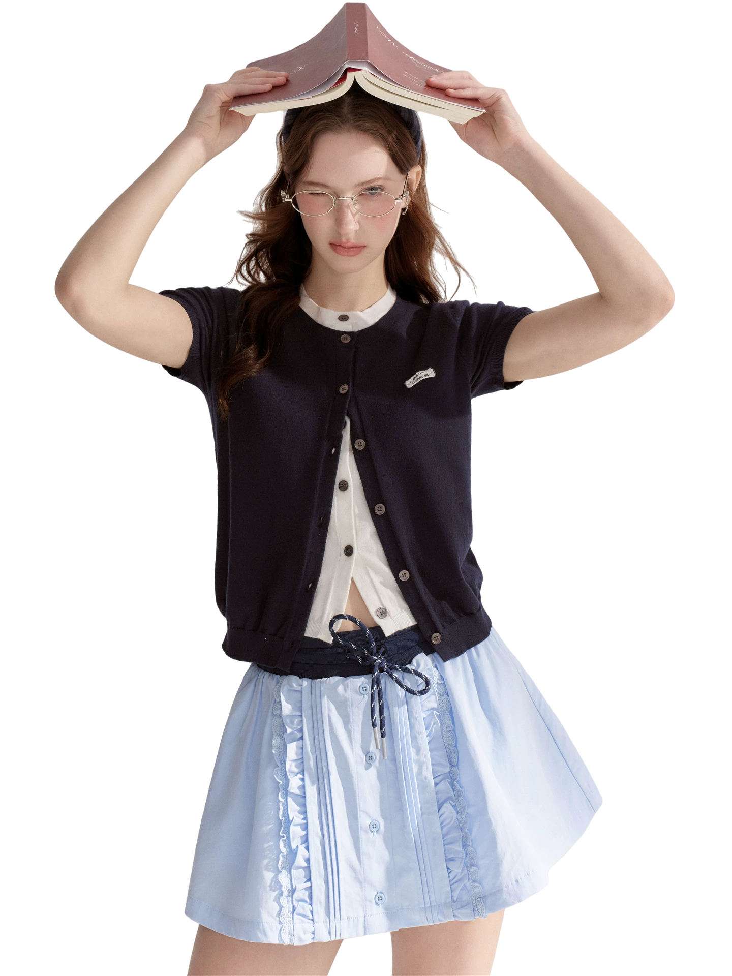 Pleated Drawstring A-line Short Skirt