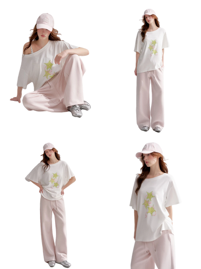 Asymmetrical Starfruit Print T-shirt