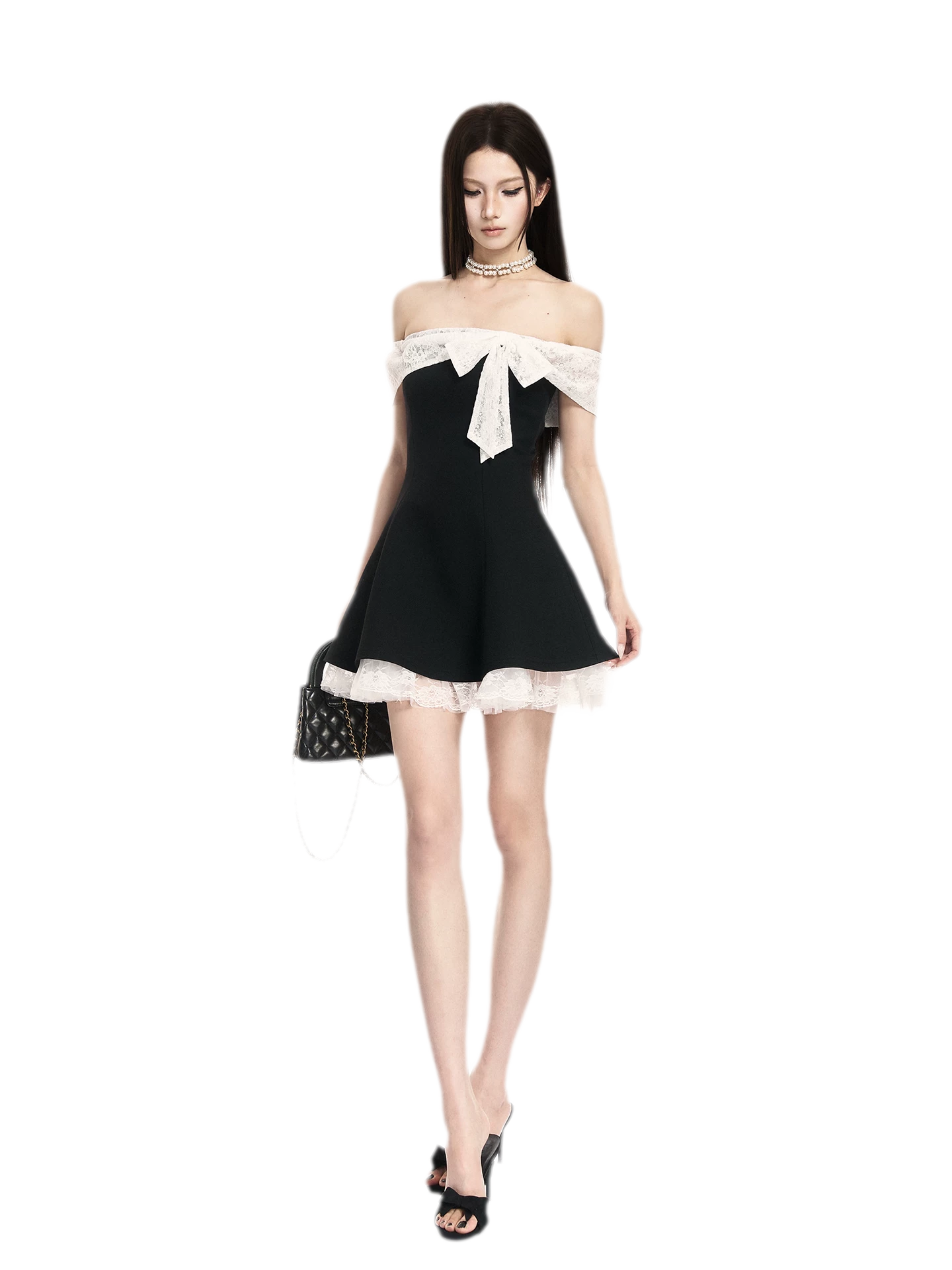 Black White Lace Dress