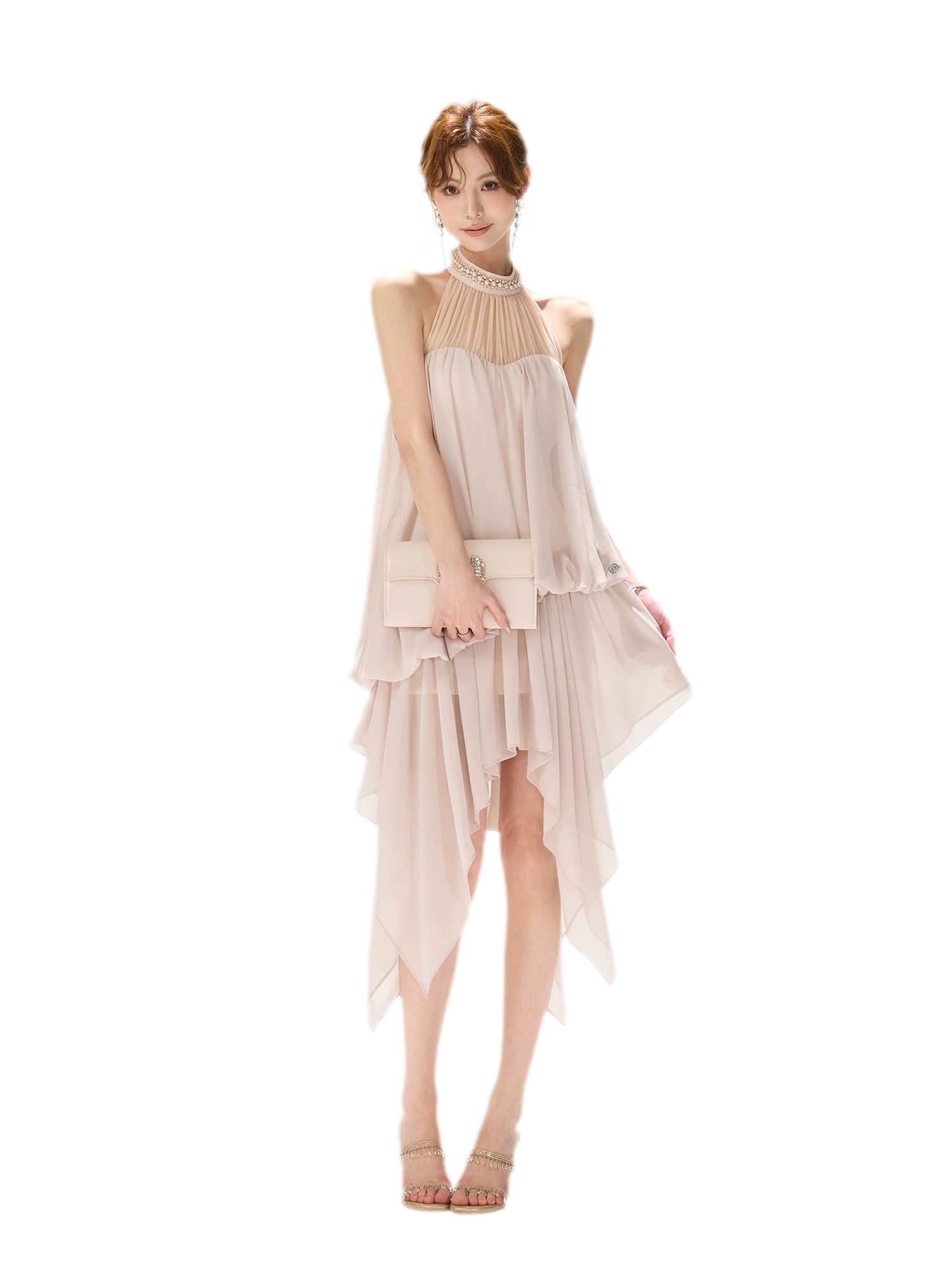 CYNR Pearl Halter Midi Dress – view 3