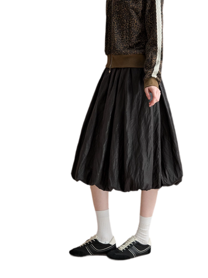 Midi-Rock mit geknitterter Bubble-Textur