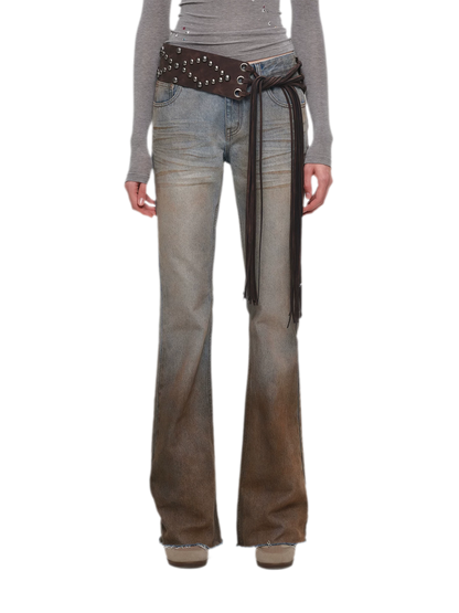 Quần jeans ống loe chuyển màu phong cách vintage