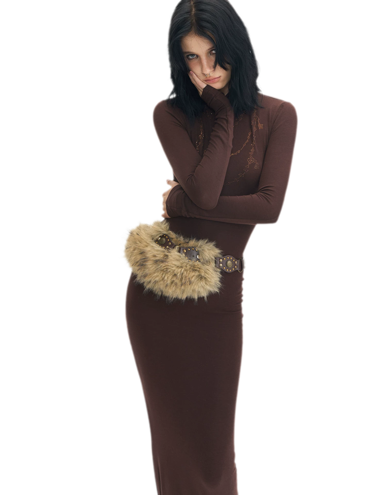 Rhinestone Slim Knit Dress