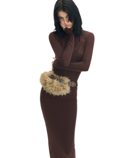 Rhinestone Slim Knit Dress