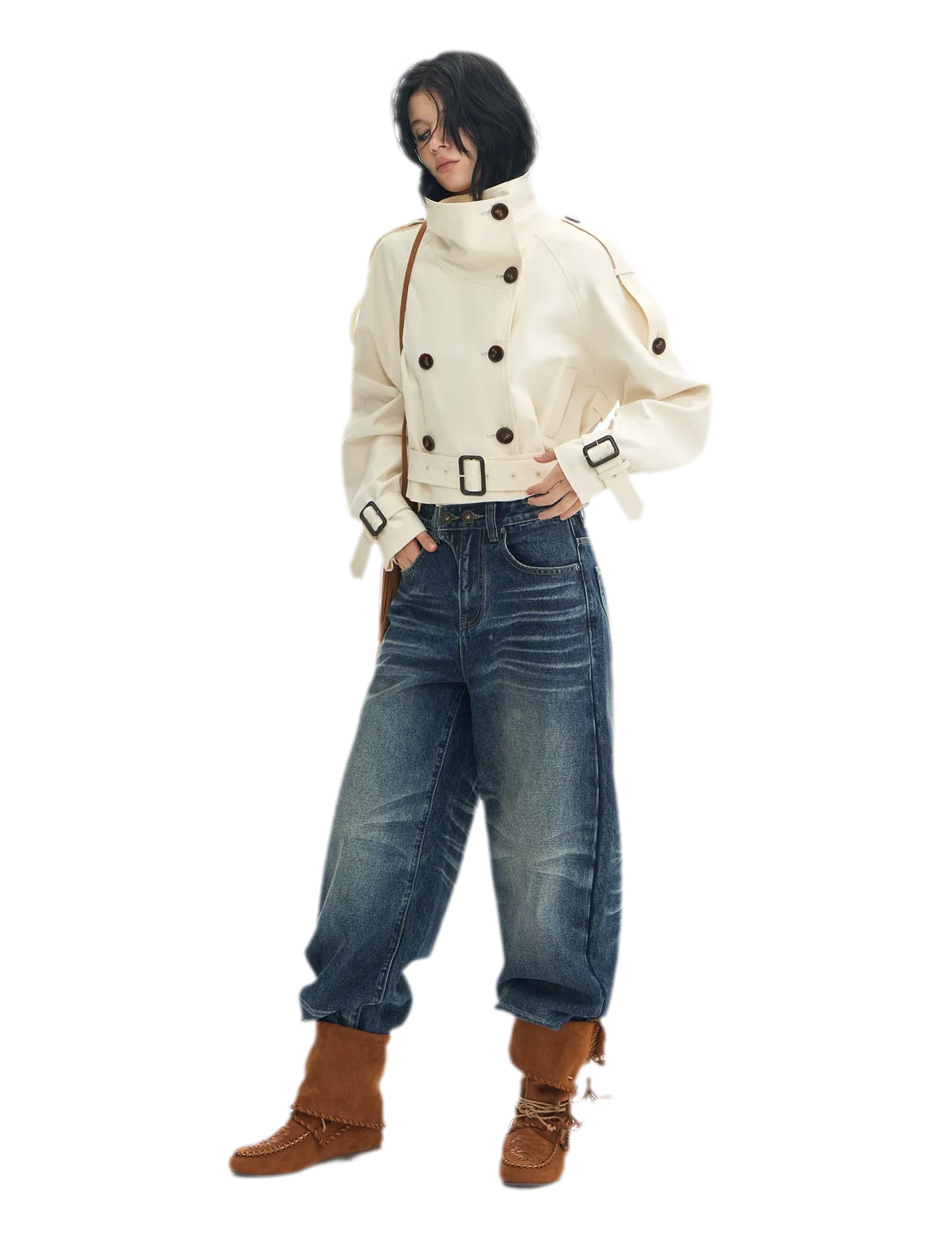 Vintage Wash Wide-Leg Jeans