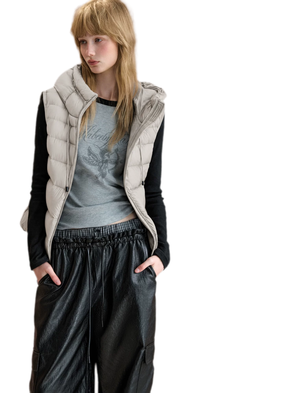 Cropped Hooded Duck-Down Vest
