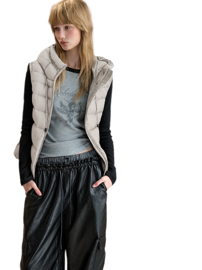 Cropped Hooded Duck-Down Vest