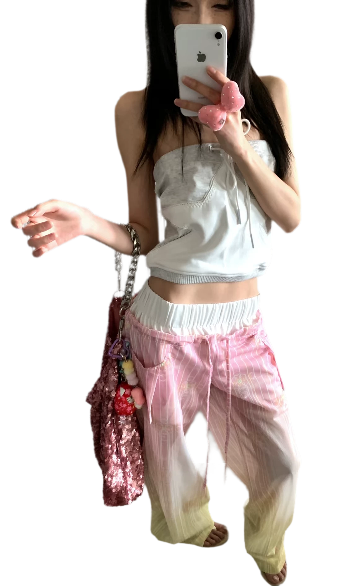Star Ribbed Bandeau Top