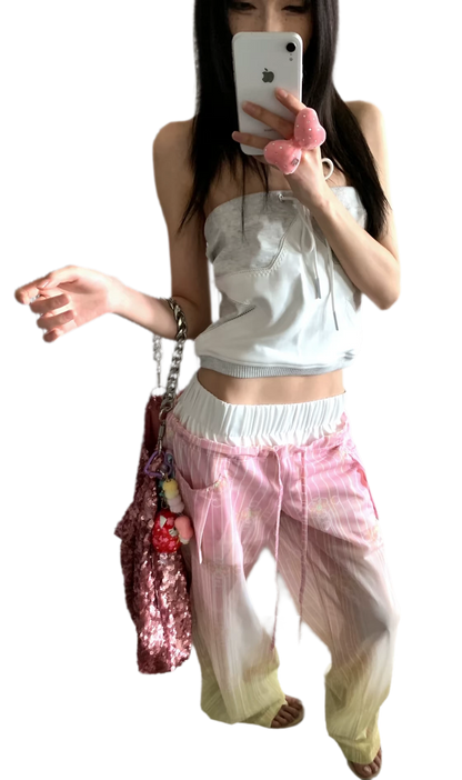 Star Ribbed Bandeau Top