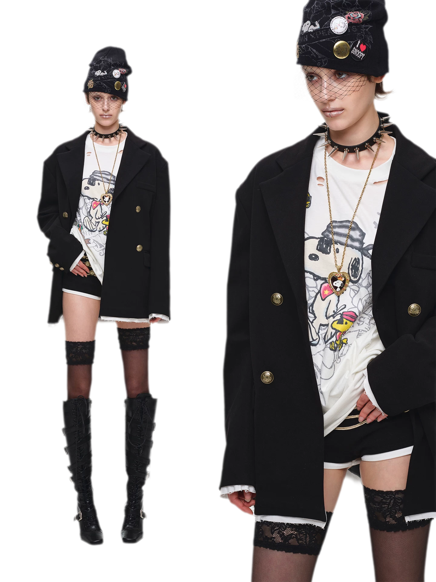 Metal Button Suit Shorts