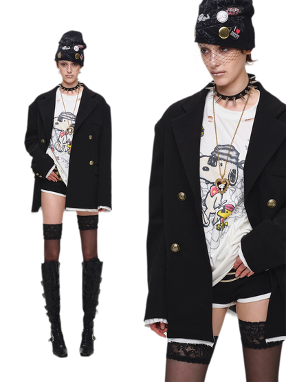 Metal Button Suit Shorts