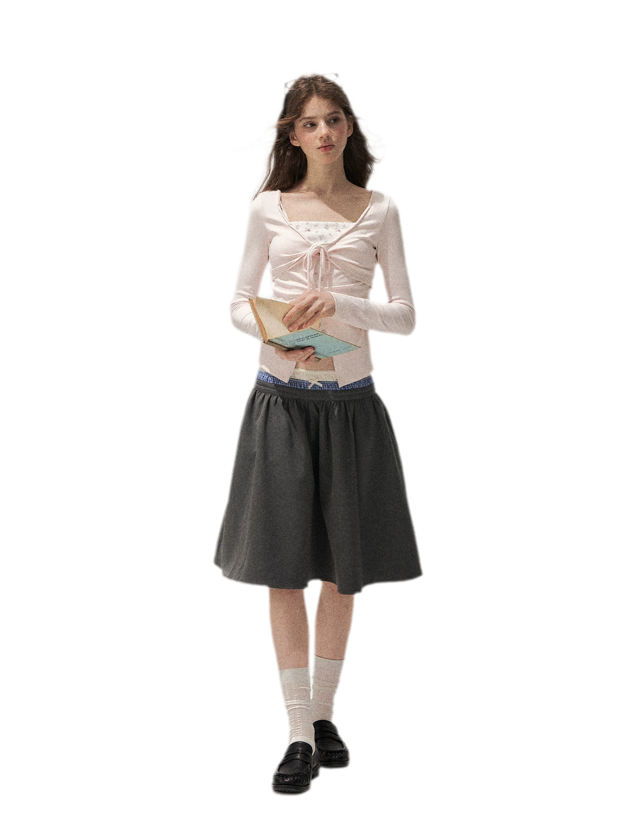 Pleated A-Line Mini Skirt
