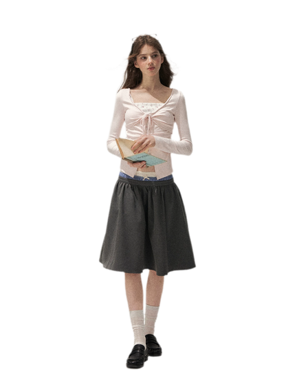 Pleated A-Line Mini Skirt
