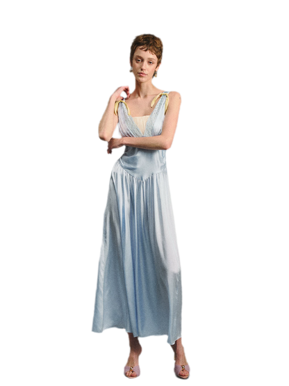 Lace Tie Satin Dress